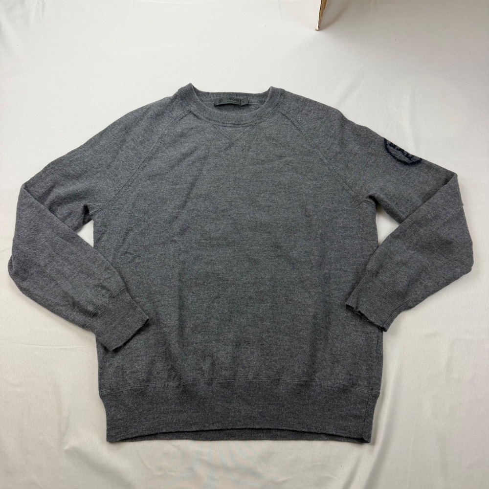 G/FORE Crewneck Sweater Mens Large Gray 100% Wool Raglan Logo G4MF20S11